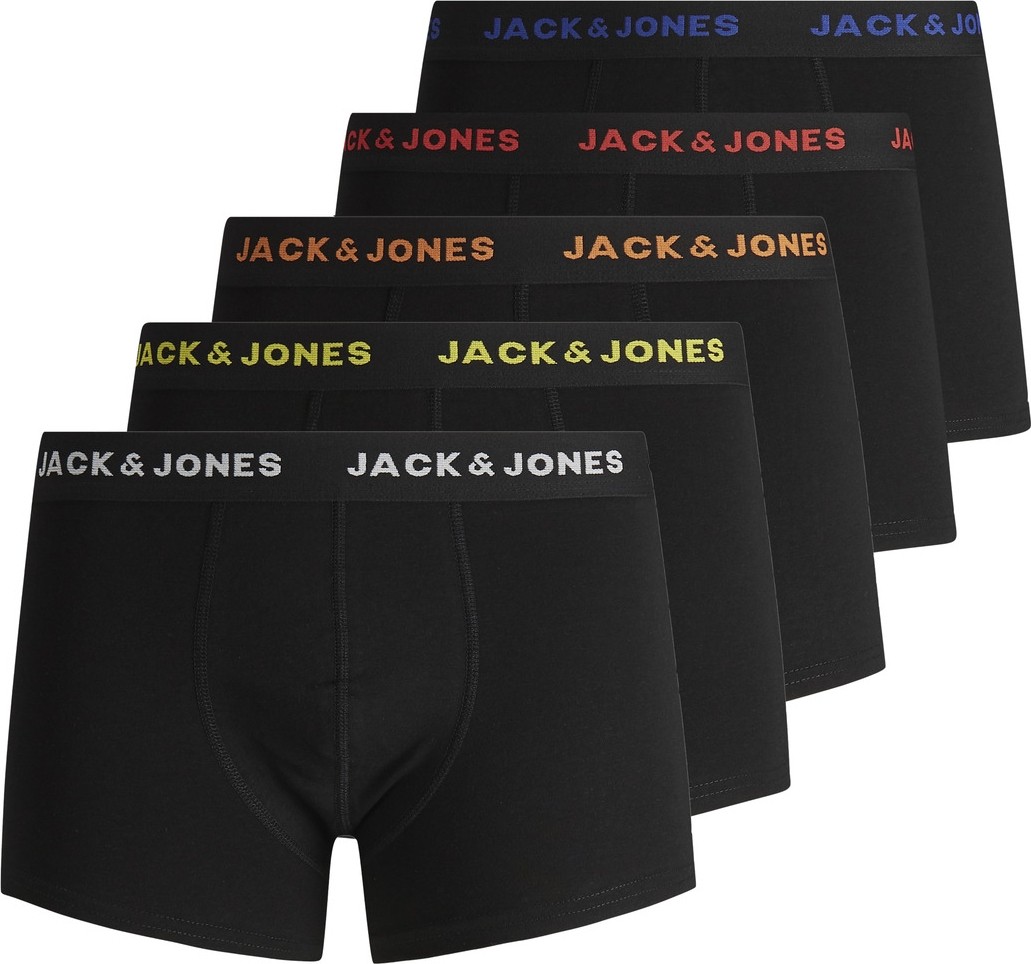 Jack & Jones Erkek 5'li Düz Renk Logolu Boxer Siyah Paça Tipi Rahat Kullanım