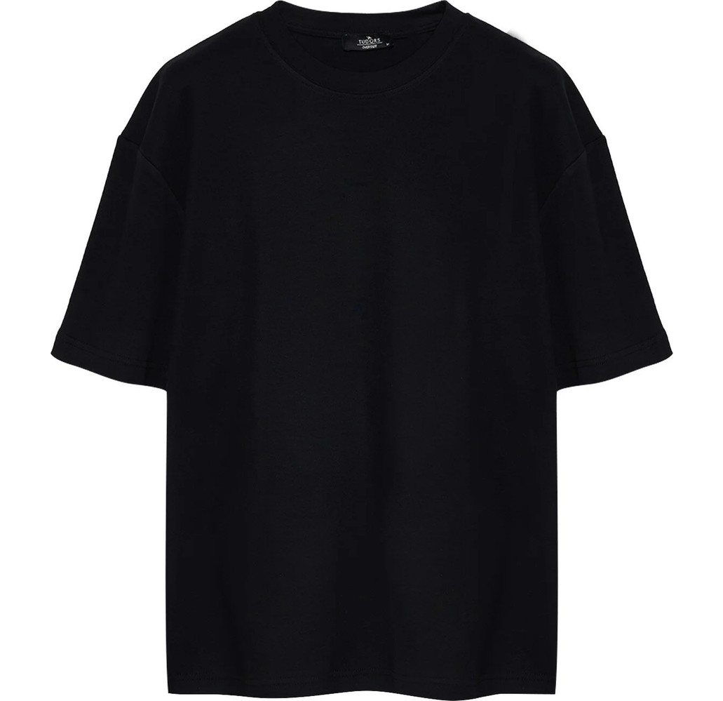 Tudors Unisex 3'lü Paket Lacivert-Beyaz-Siyah Oversize Geniş Kesim %100 Pamuk Basic Bisiklet Yaka Tişört görsel 8