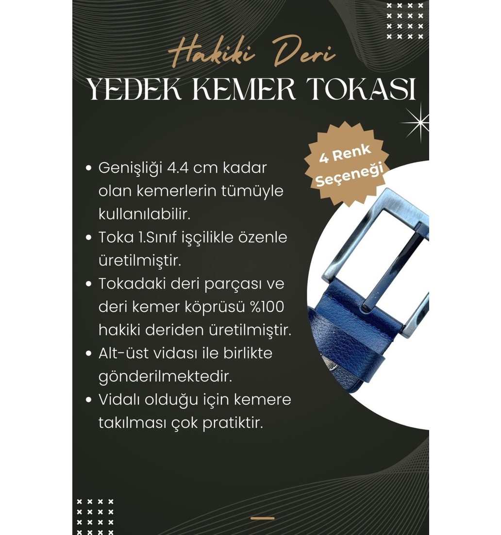Süzer Deri Siyah 4.5 Cm. Yedek Kemer Tokası Deri Vidalı görsel 6