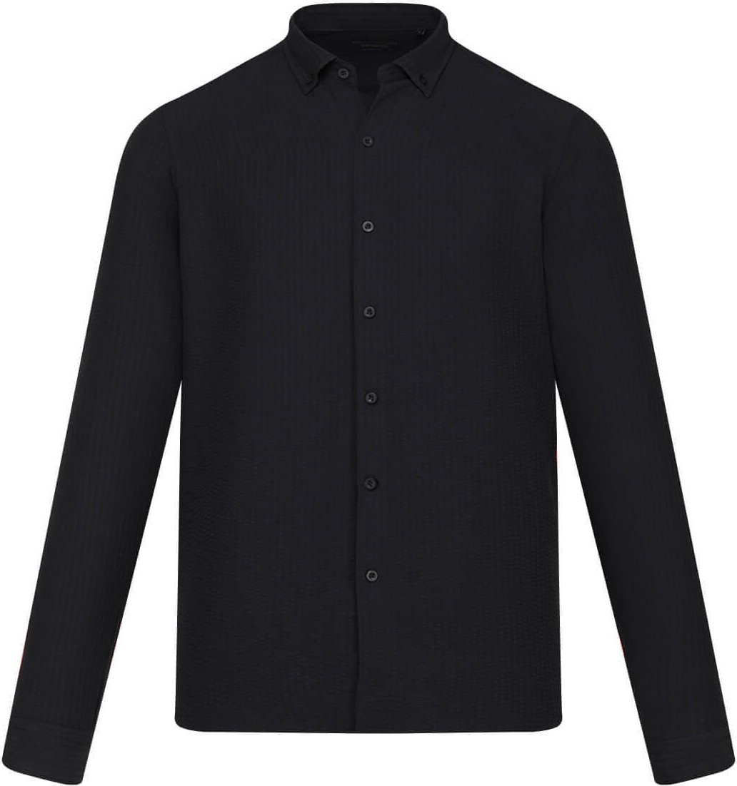 Hatemoğlu Siyah Comfort Fit Düğmeli Yaka Uzun Kollu Casual Gömlek