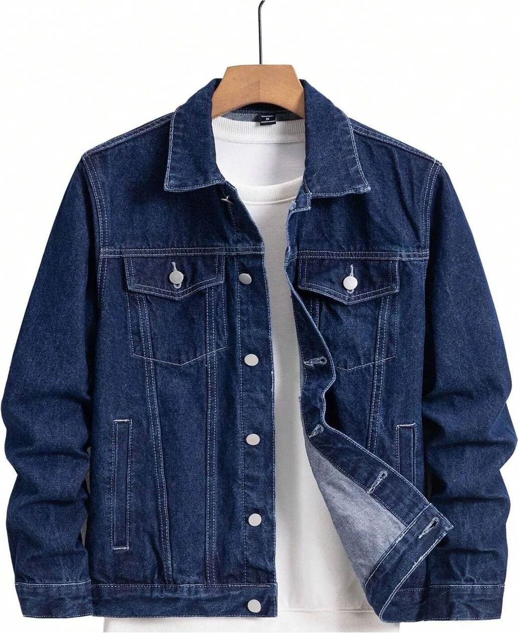 Wkm Erkek Jean Denim Standart Kalıp Cepli Düğmeli Kot Ceket