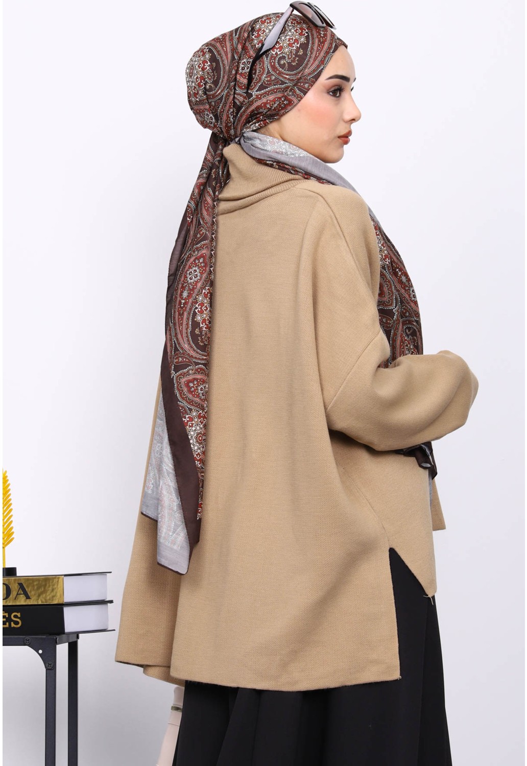 İmaj Butik Yeşil Balıkçı Yaka Fermuarlı Triko Tunik görsel 4
