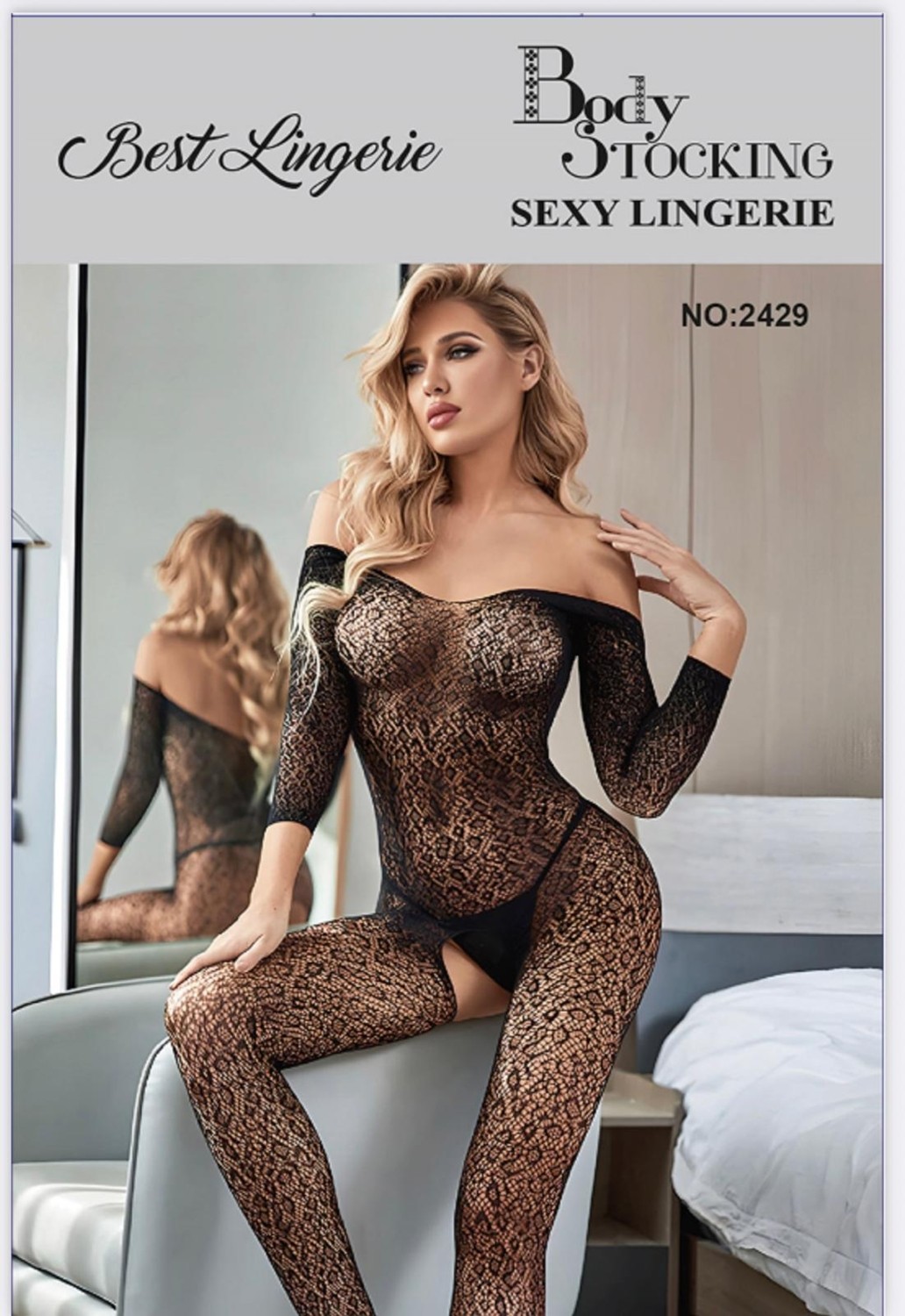 Luxaren Kadın Siyah Leopar Desenli Özel Bölgesi Açık Fantezi Vücut Çorabı 2429 görsel 2