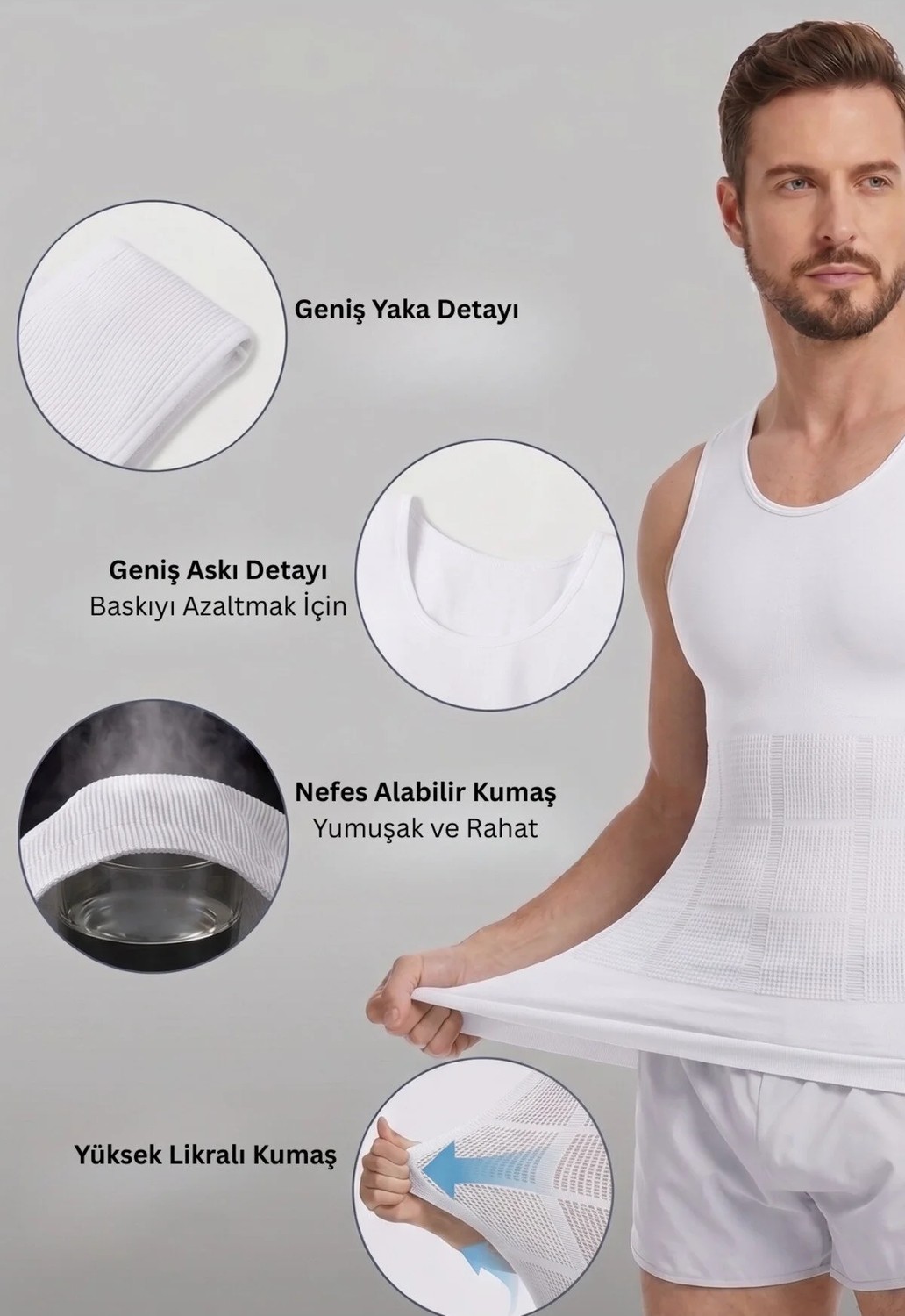 Formactive 4800 Bel Göbek Göğüs Sıkılaştırıcı Incelten Ekstra Etkili Dikişsiz Korse Atlet BEYAZ 2XL görsel 3