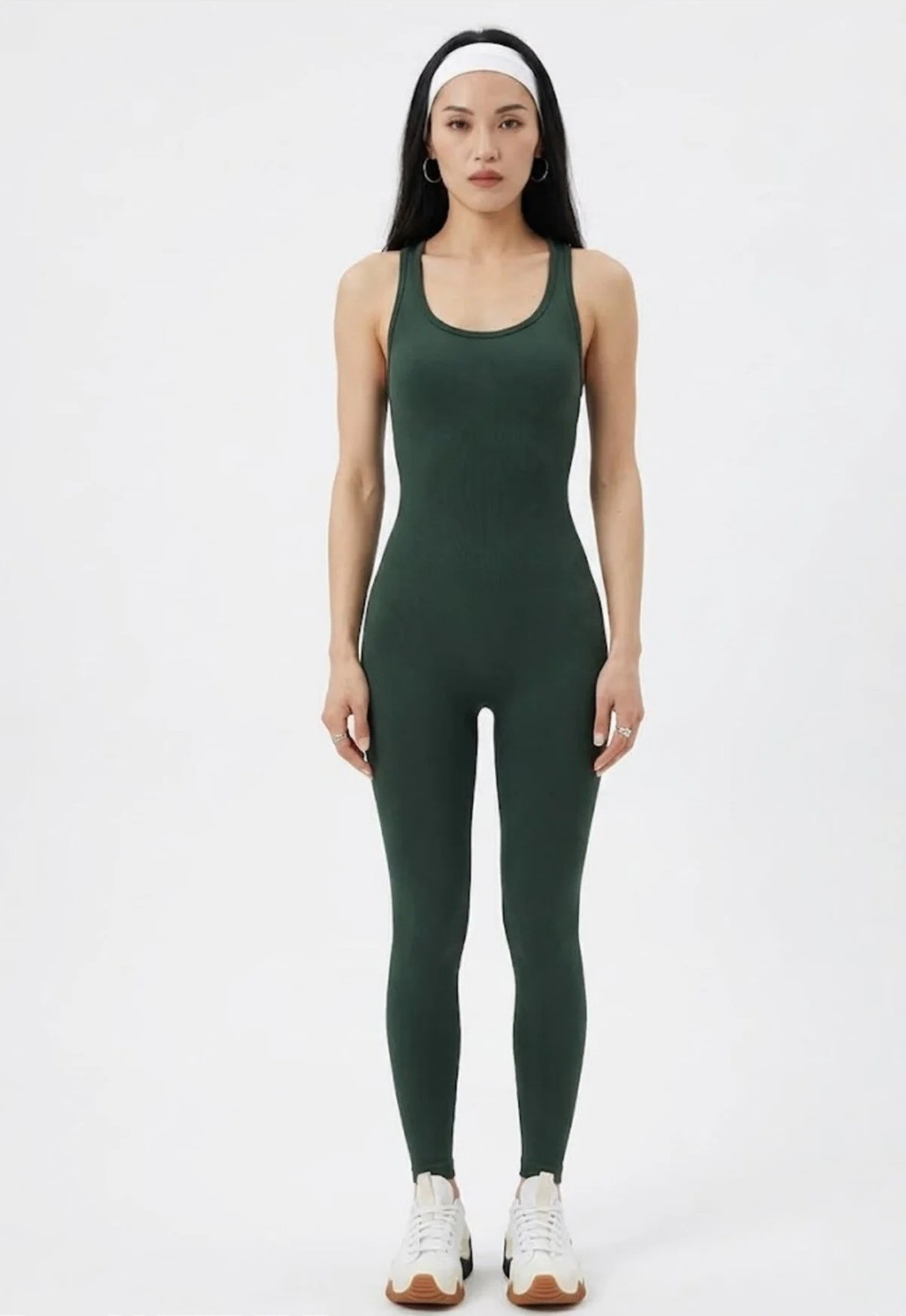 Formactive 1850 Kadın Push Up Askılı Dikişsiz Spor Tulum - Çapraz Sırt Detaylı Spor Yoga Pilates Taytı, Haki XS-S