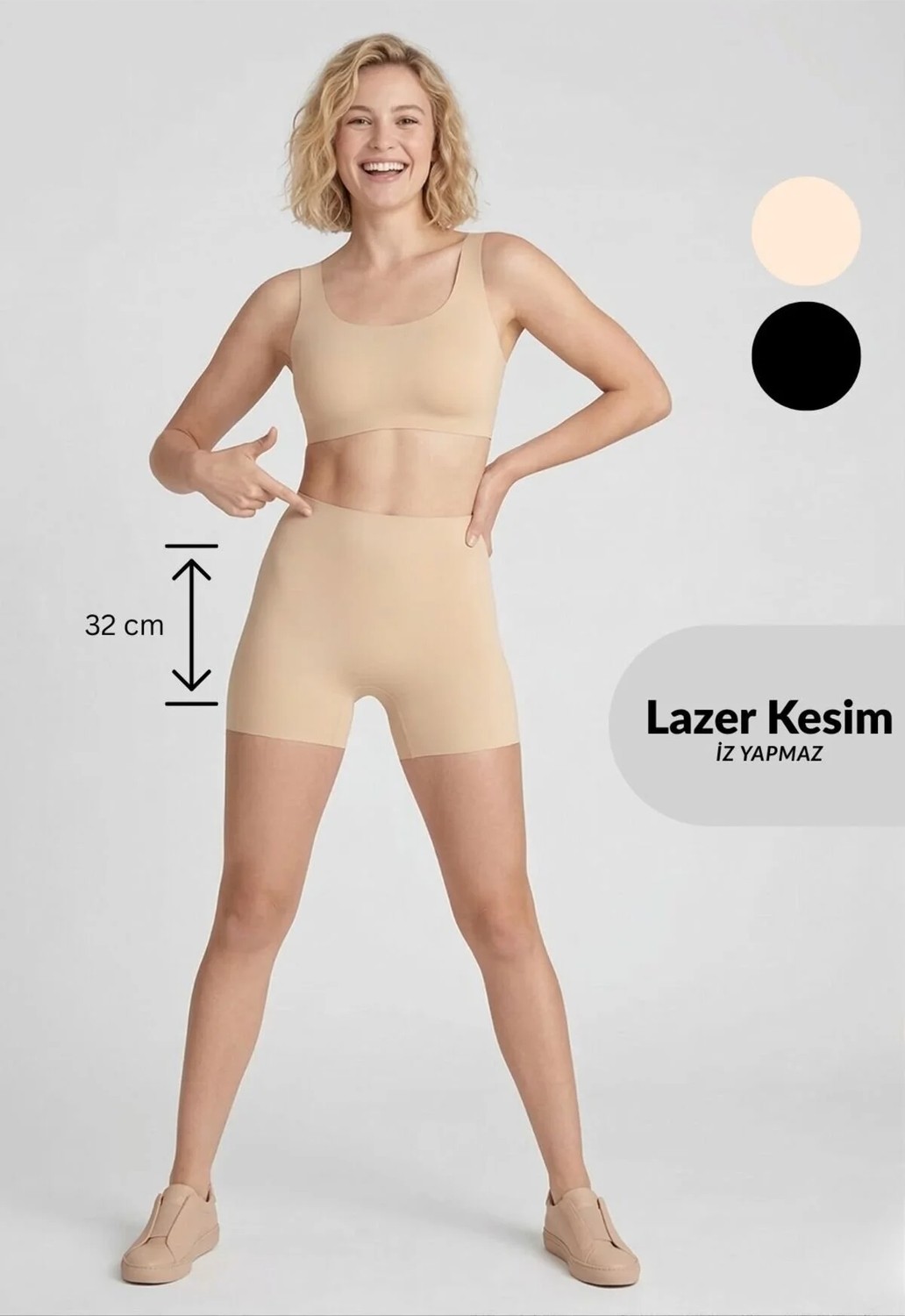 Formactive 325 Kadın Lazer Kesim Boxer, Dikişsiz, İz Bırakmayan ve Konforlu İç Giyim Siyah XL görsel 8