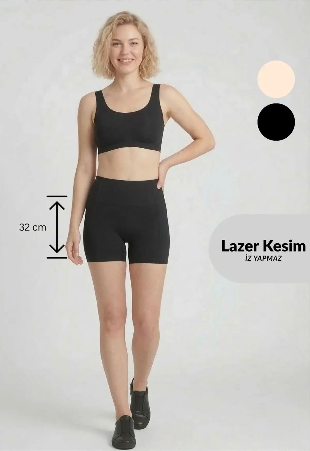 Formactive 325 Kadın Lazer Kesim Boxer, Dikişsiz, İz Bırakmayan ve Konforlu İç Giyim Siyah XL
