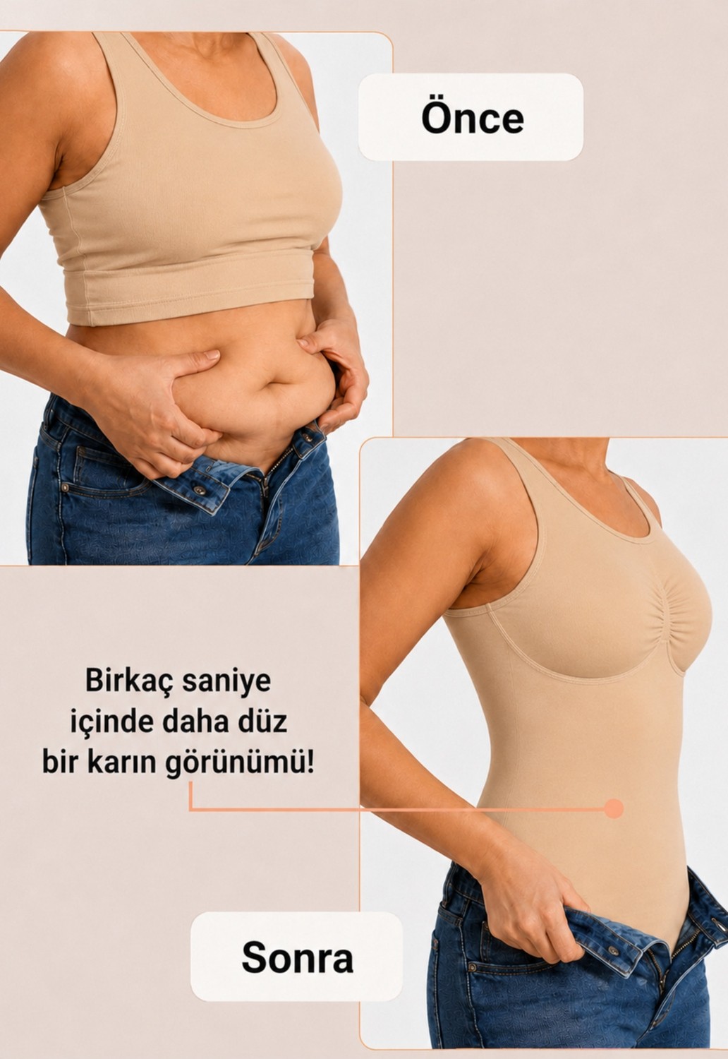 Formactive 1180 Kadın Askılı Atlet Dikişsiz Korse, Vücuda Oturan, Esnek ve Rahat Günlük İç Giyim - Ten 2XL görsel 5