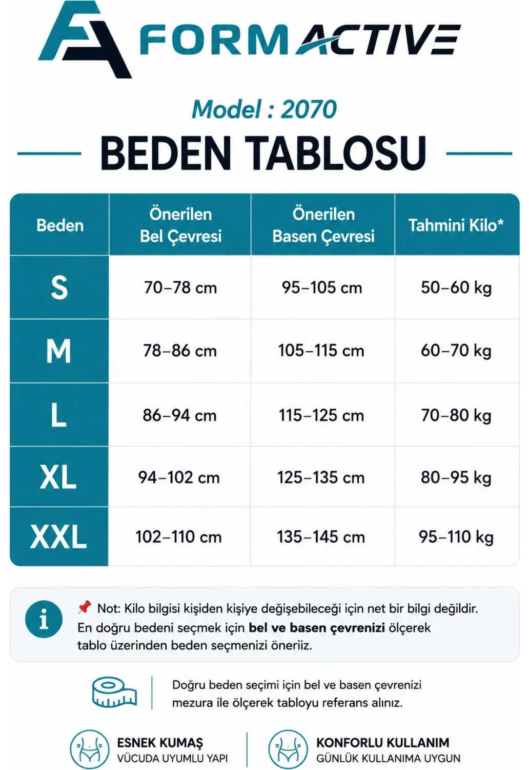 Formactive 1232070 Kadın Yüksek Bel Dikişsiz Korse Diz Üstü Paçalı 2070 - Esnek & Toparlayıcı İç Giyim Siyah S görsel 8