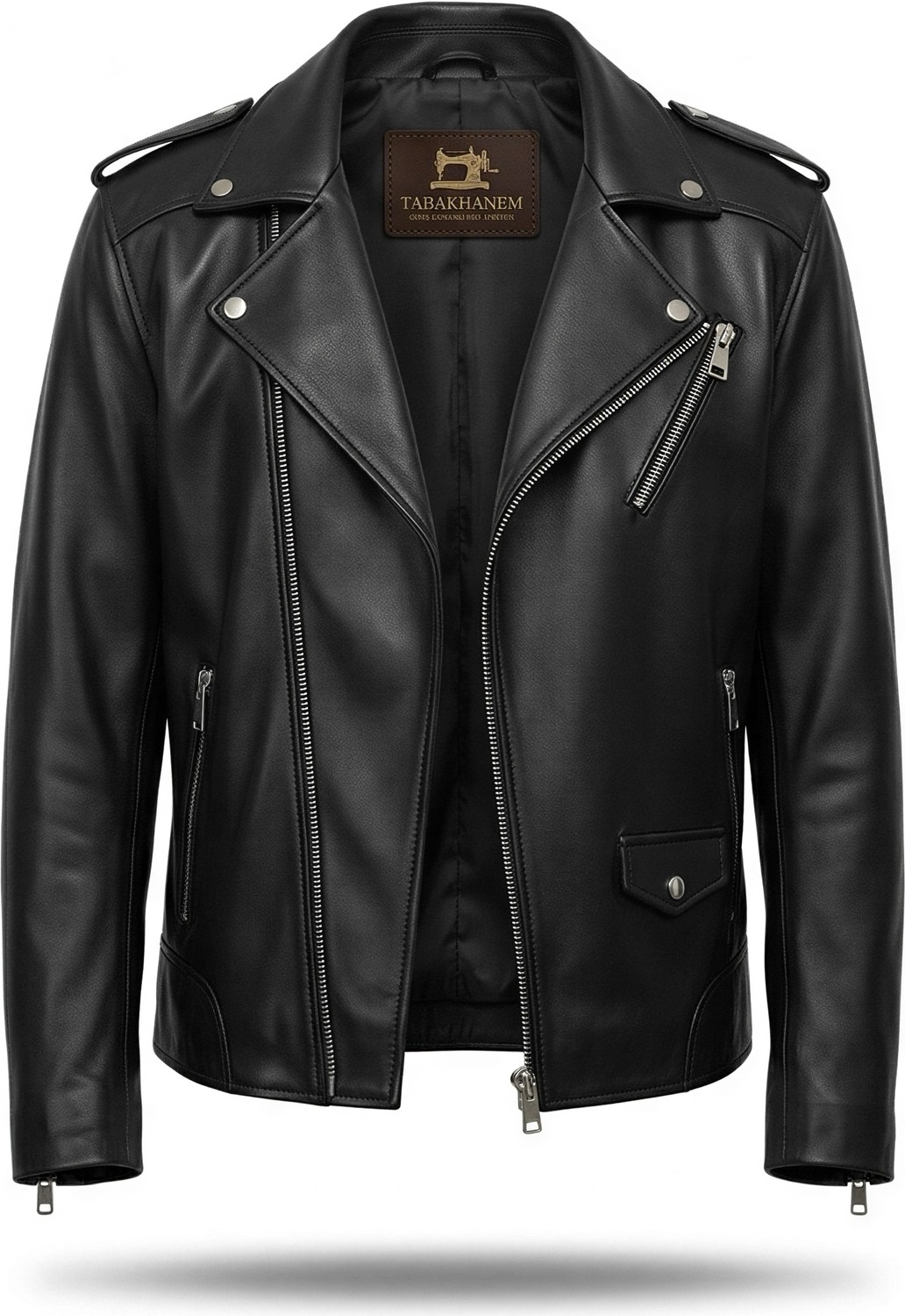 Tabakhanem Hugo %100 Hakiki Kuzu Derisi Erkek Slim Fit Biker Ceket görsel 2