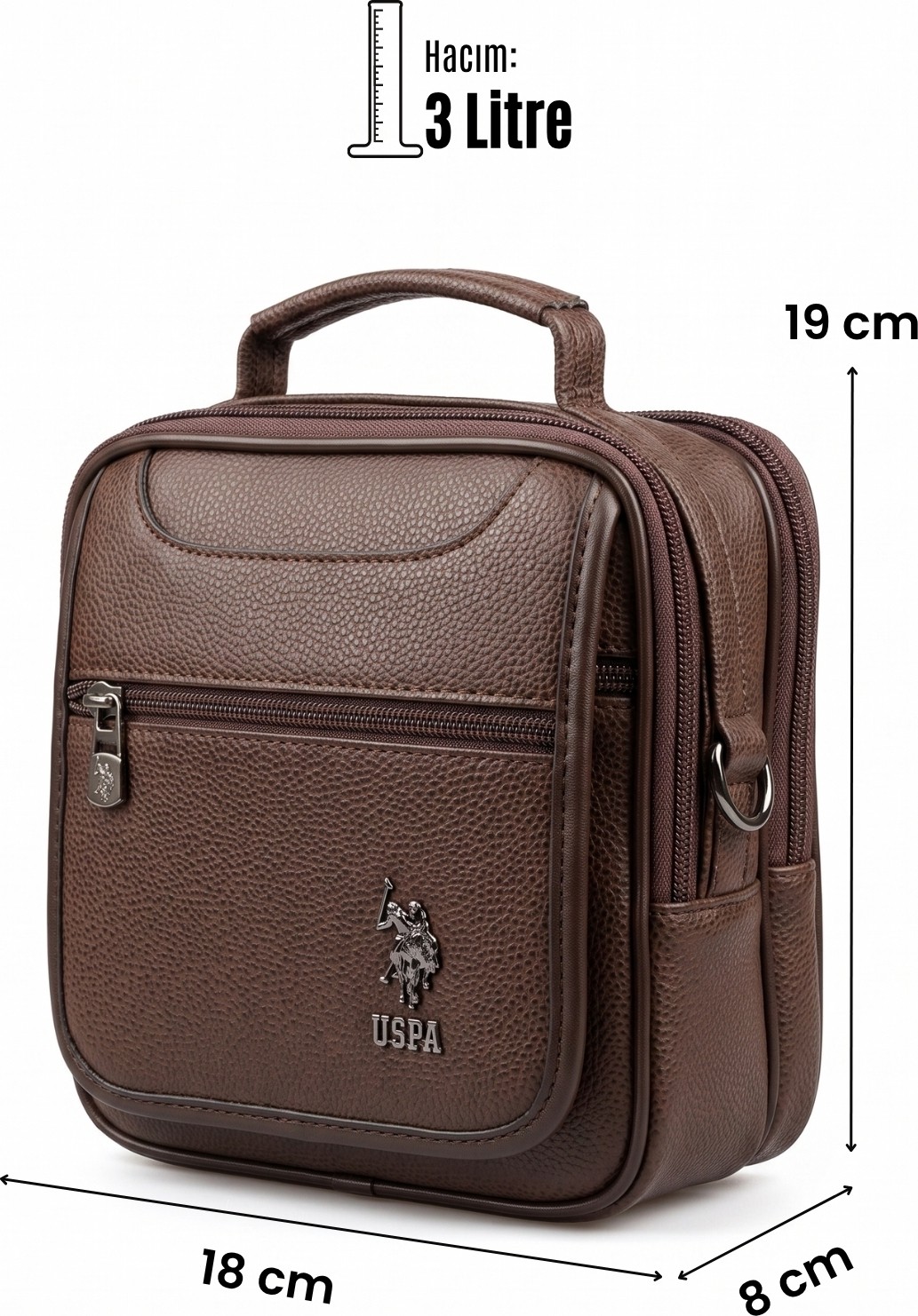 U.S. Polo Assn. 6760 Vegan Suni Deri Erkek El Çantası Çapraz Omuz Çantası Modern Tasarım görsel 8