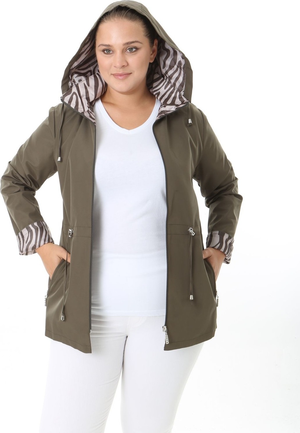 TUTveAL Collection Mevsimlik Mont, Suya Dayanıklı Mont, Büyük Beden Mont, Astarlı Mont, Kapüşonlu Trençkot, Lacivert görsel 6