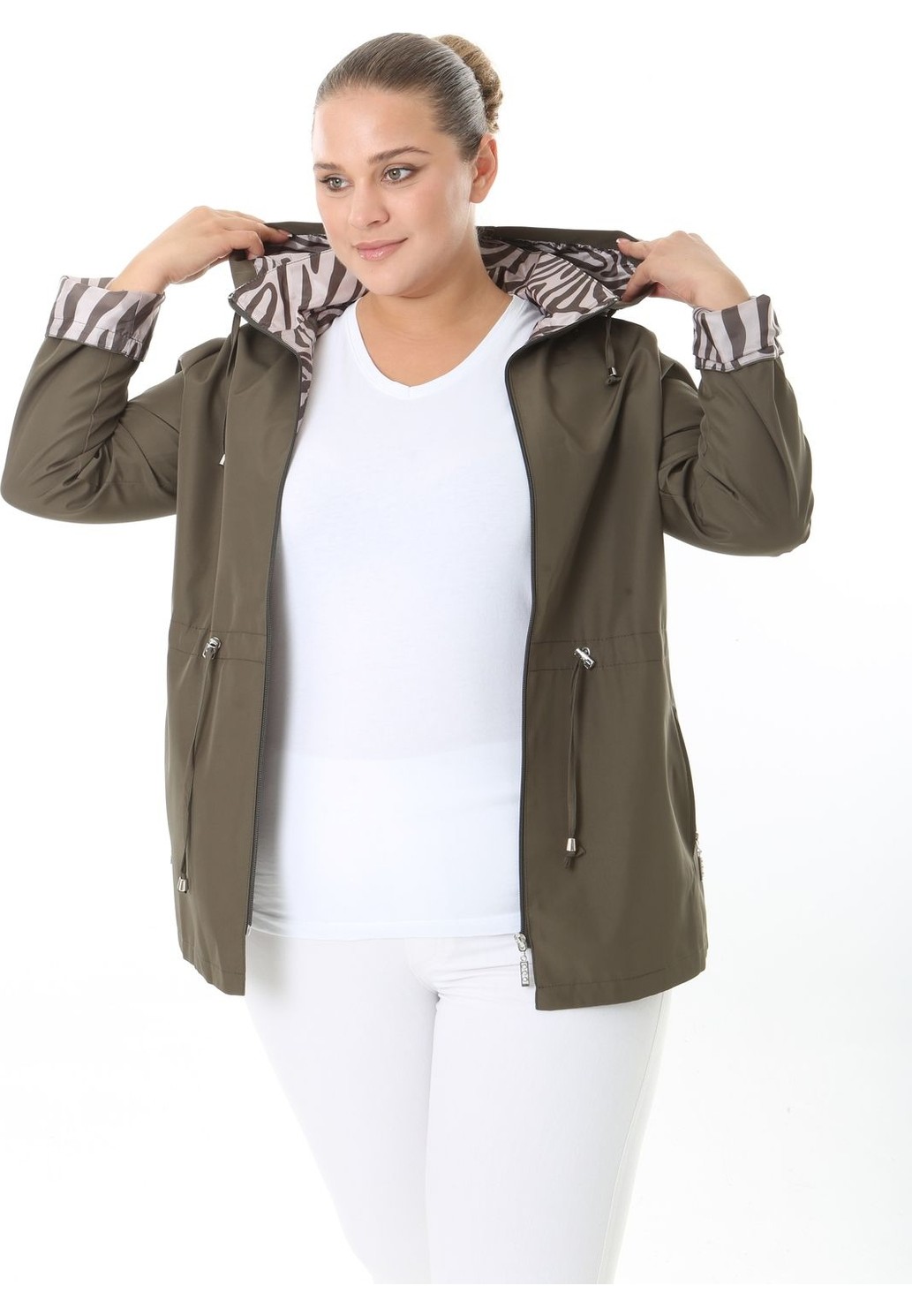 TUTveAL Collection Mevsimlik Mont, Suya Dayanıklı Mont, Büyük Beden Mont, Astarlı Mont, Kapüşonlu Trençkot, Lacivert görsel 8