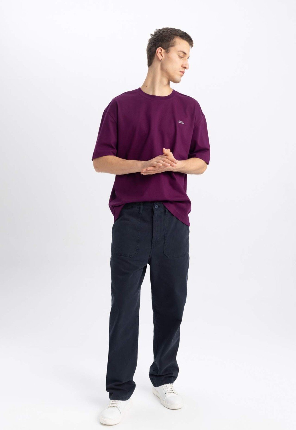 DeFacto Gabardin Pantolon Baggy Fit Bol Rahat Kesim Cepli Düz Paça B4762AX24SP görsel 3