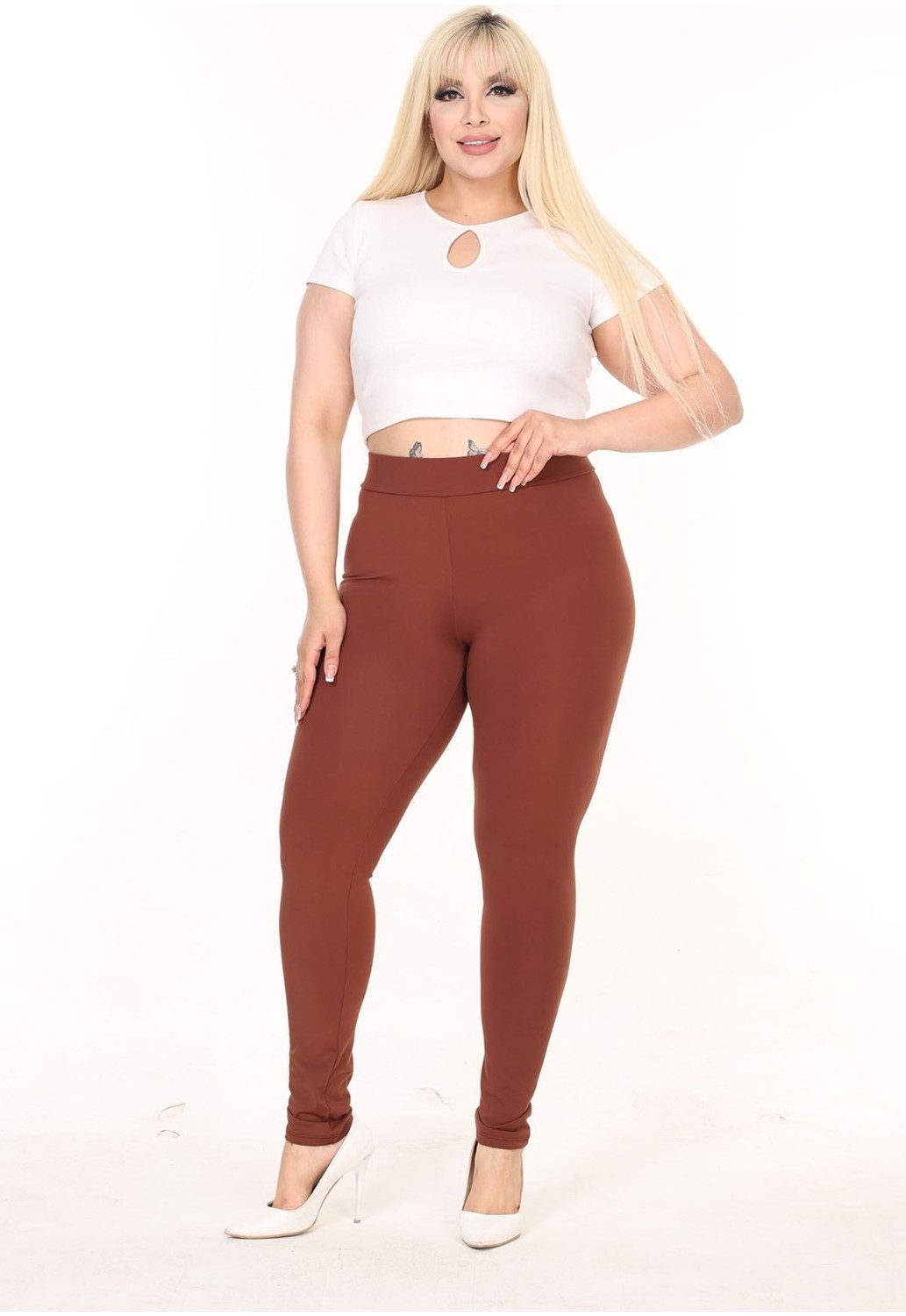 Modayız Esnek Büyük Beden Scuba Tayt 8A-2583 görsel 7