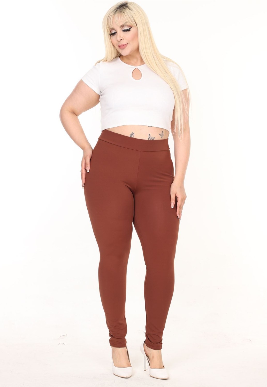 Modayız Esnek Büyük Beden Scuba Tayt 8A-2583 görsel 8