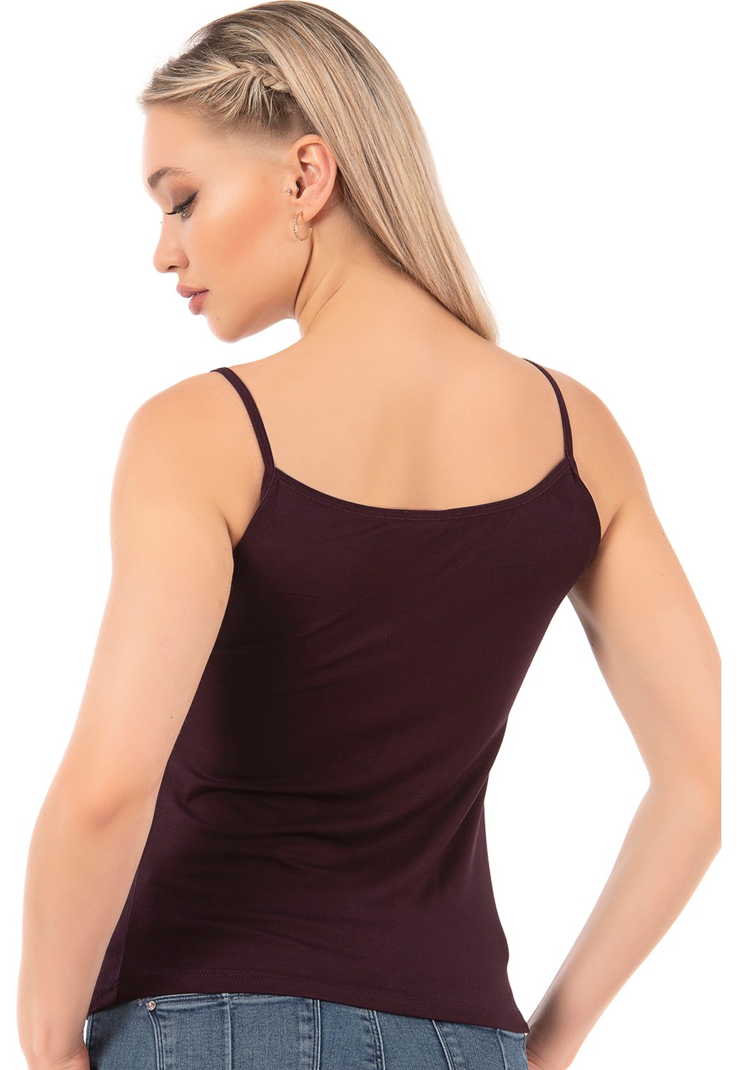 Özkan Underwear Özkan 2040 3'lü Paket Kadın Viskon Siyah Beyaz Taş Saten Yakalı Karışık Renk Atlet Esnek Rahat Ince Askılı Atlet görsel 2