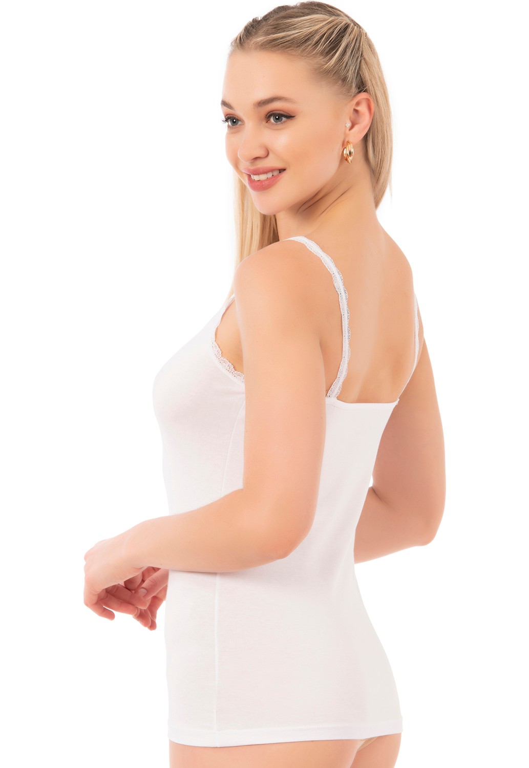 Özkan Underwear Özkan 24675 Kadın Modal Pamuklu İnce Askılı Dantelli Atlet görsel 2