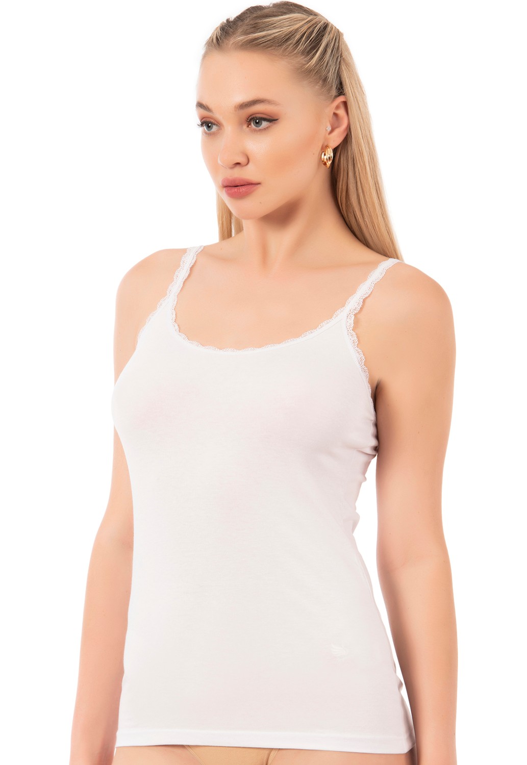 Özkan Underwear Özkan 24675 Kadın Modal Pamuklu İnce Askılı Dantelli Atlet görsel 3