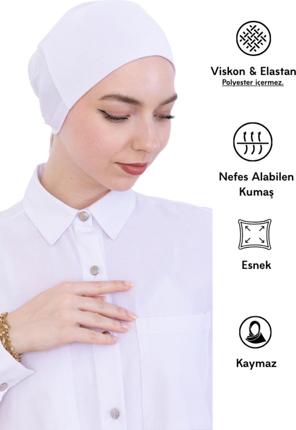 Modish Group Kadın Tesettür Bone Bağcıklı Dikişsiz Penye 4 Parça Set görsel 6