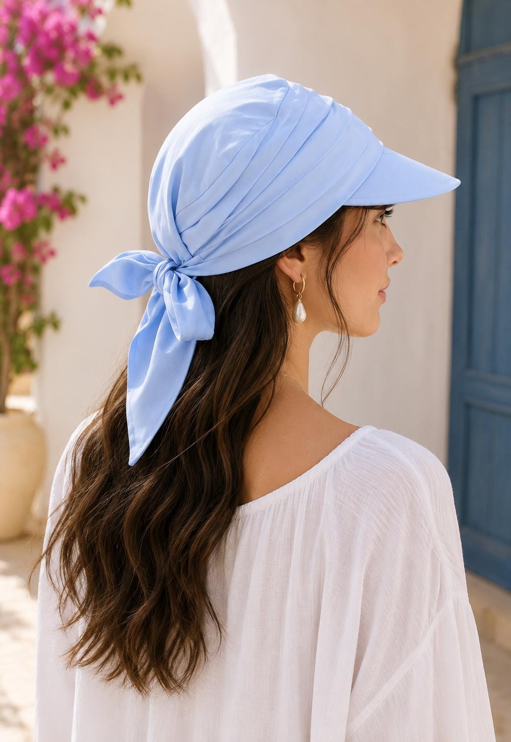 Wearflawless Kadın Safari Bağlamalı Siperli Bandana Şapka, Yazlık Güneşlik Şapka Plaj Deniz Vizör Şapka