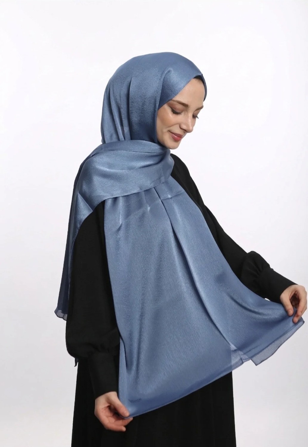 Samara Scarf Abiye Janjan Parlak Saten Dokulu Tesettür Abiye Şifon Altın Şal