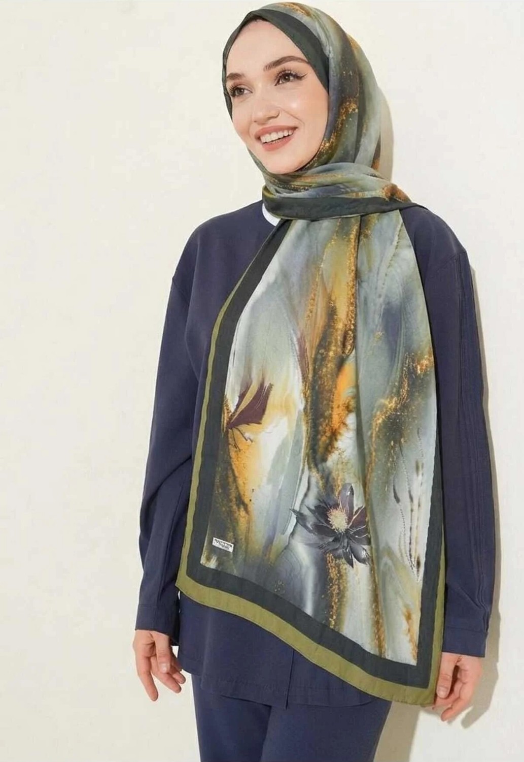 Flora Tekstil Desenli Bambu Kraş Şal görsel 7