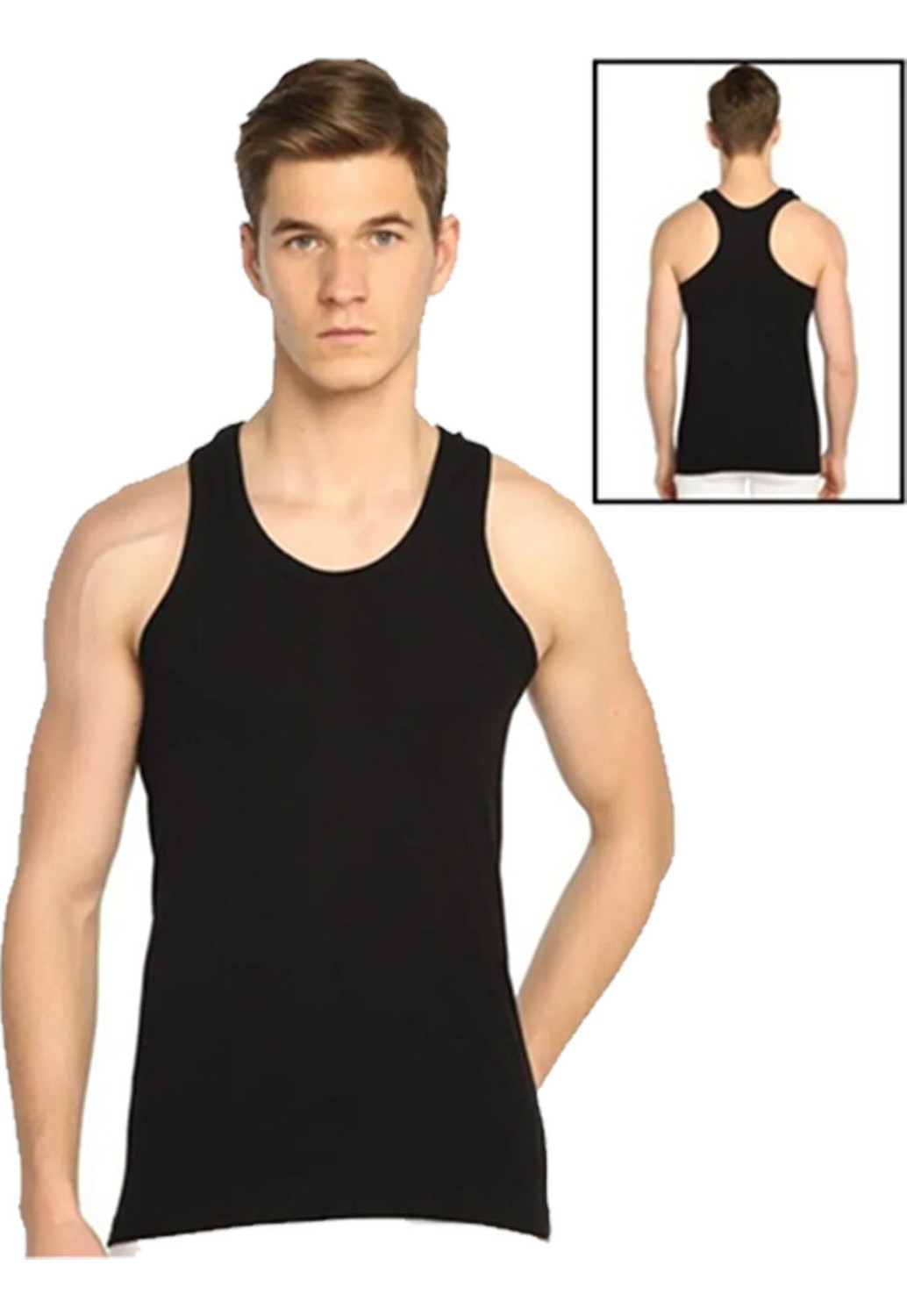 Belifanti Collection Erkek Pamuklu 6'lı Siyah Sporcu Atlet ve 6'lı Gri Boxer 12 Parça Set görsel 2
