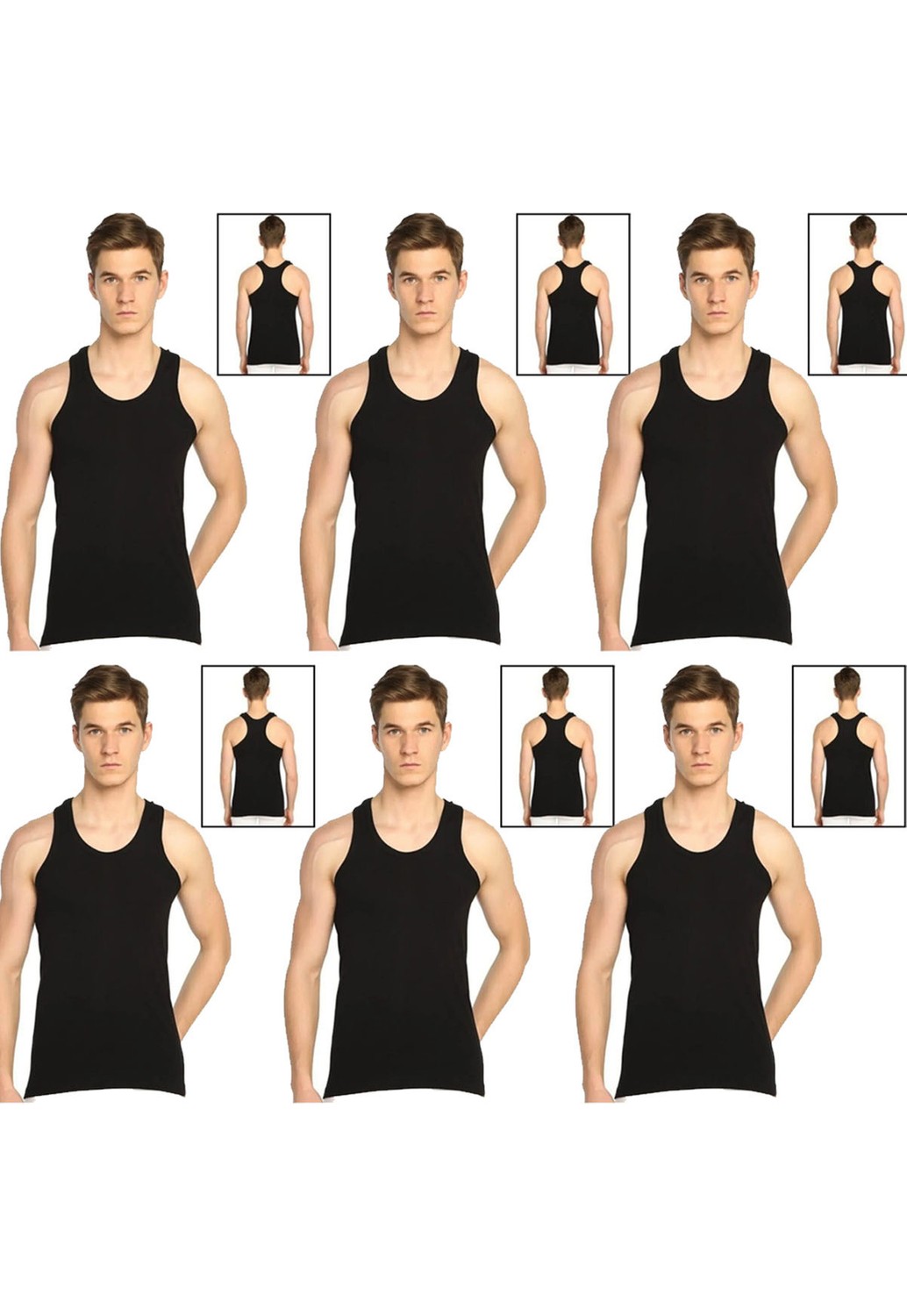 Belifanti Collection Erkek Pamuklu 6'lı Siyah Sporcu Atlet ve 6'lı Gri Boxer 12 Parça Set görsel 3