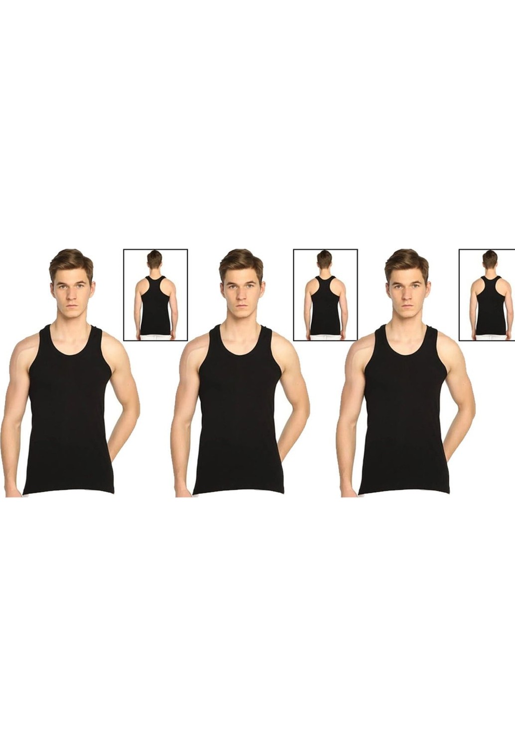 Belifanti Collection Erkek Pamuklu 6'lı Siyah Sporcu Atlet ve 6'lı Gri Boxer 12 Parça Set görsel 5