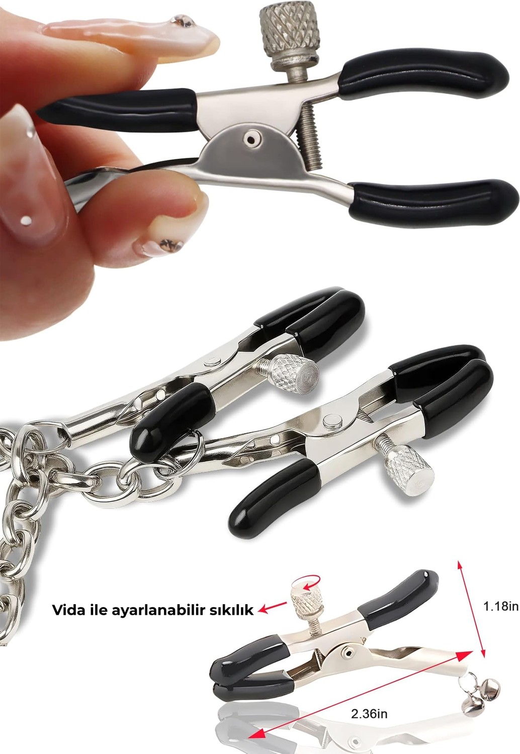 Cobra ayarlanabilir nipple clamp seti meme uyarıcı zevk artırıcı yetişkin oyuncak görsel 4