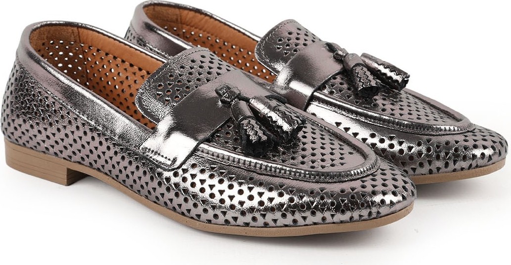 Libero L081.25204 Hakiki Deri Lazer Delikli Püsküllü Esnek Ince Taban Kadın Comfort Loafer Babet görsel 7