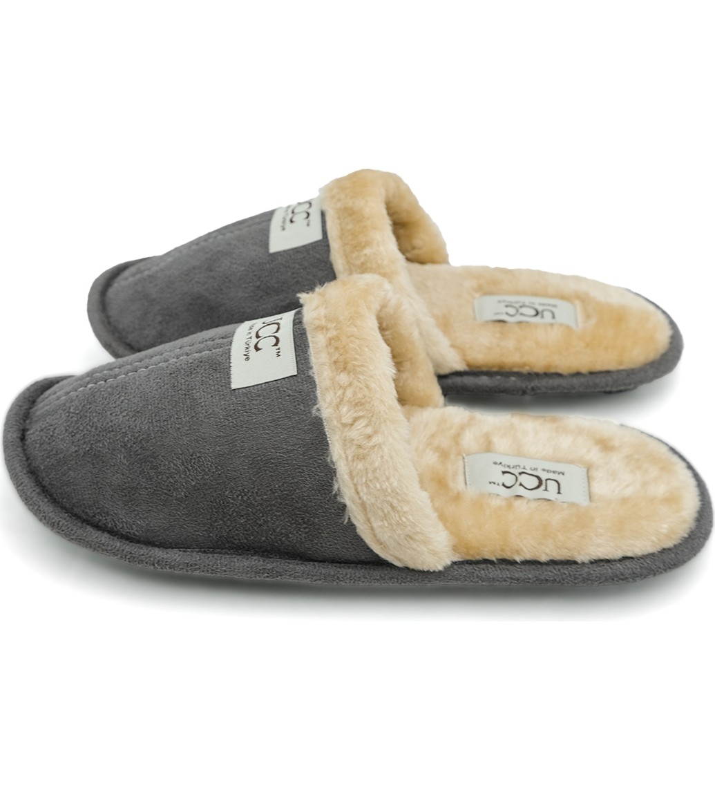 New One Mall Newonemall Unisex Içi Kürklü Ev Terliği Peluş Yıkanabilir Yünlü Terlik Misafir Çeyiz Bohça görsel 3