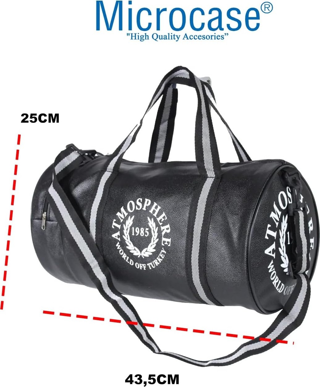Happy Trend Unisex Suni Deri El Tutacaklı ve Omuz Askılıklı 2 Gözlü Geniş Hacimli Seyahat Fitness ve Spor Çantası Siyah AL4348 görsel 2