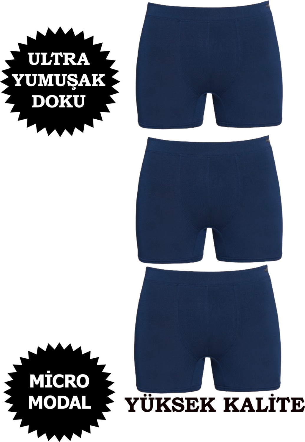 Berrak Erkek Micro Modal Boxer Yüksek Kalite 3'lü Paket görsel 7