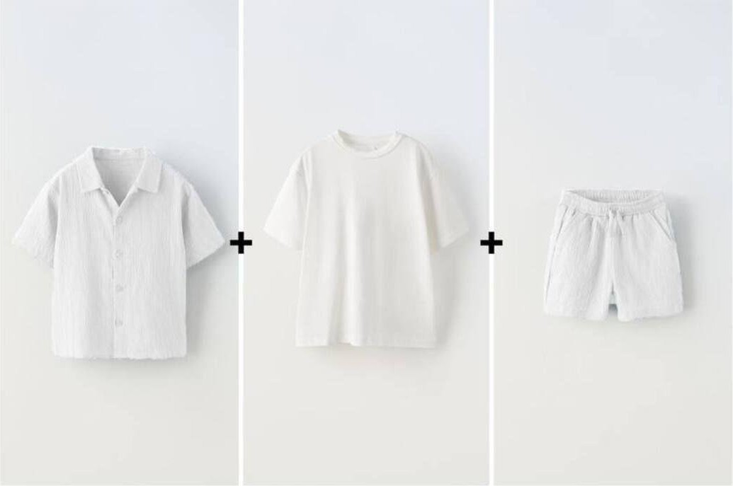2kids2mom La'ciel Paris Premium Dokuma 3 'lü Gömlek, Şort ve T-Shirt Alt Üst Takım görsel 2