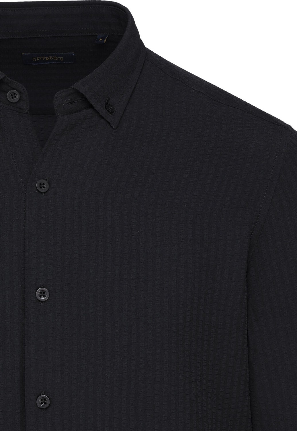 Hatemoğlu Siyah Comfort Fit Düğmeli Yaka Uzun Kollu Casual Gömlek görsel 2