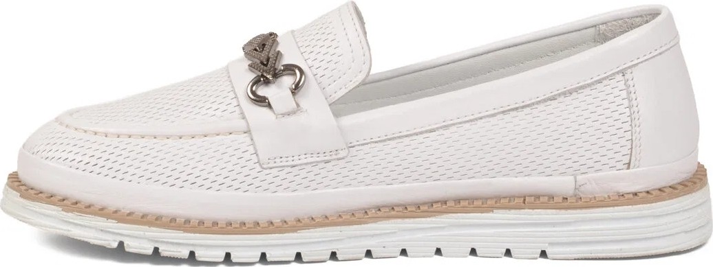 Voyager Beyaz Hakiki Deri Anatomik Rahat Tabanlı Toka Detaylı Kadın Casual Ayakkabı Loafer Z273 Z görsel 4