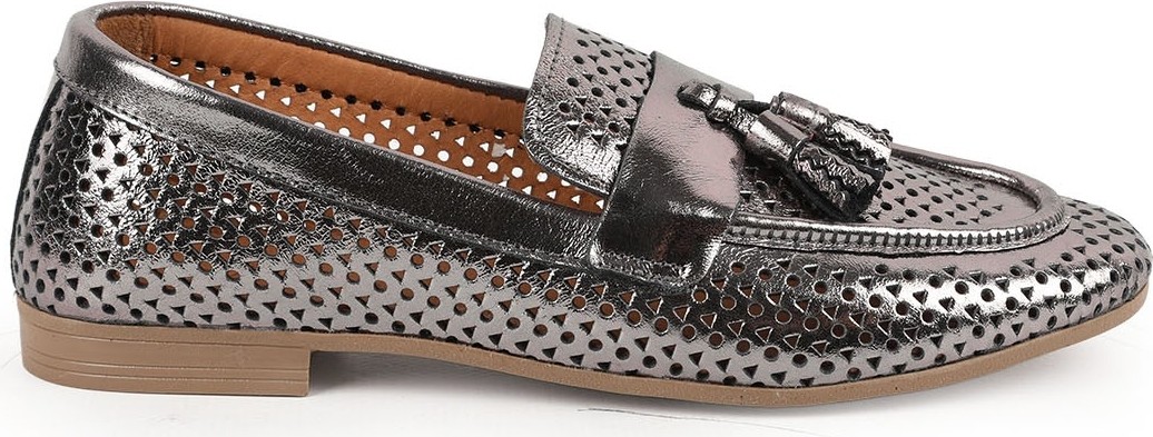 Libero L081.25204 Hakiki Deri Lazer Delikli Püsküllü Esnek Ince Taban Kadın Comfort Loafer Babet görsel 6