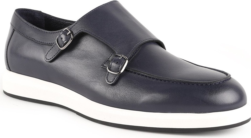 LBR Libero Lbr H1010 Hakiki Deri Çift Kemer Tokalı Kontrast Taban Erkek Smart Casual Loafer Ayakkabı görsel 2