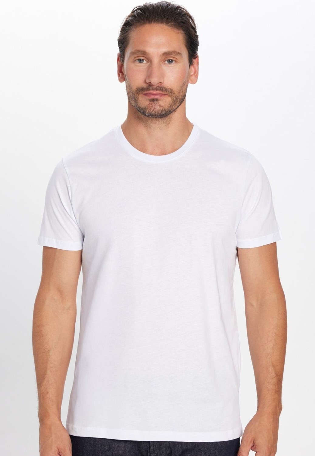 Tudors Unisex Slim Fit Dar Kesim %100 Pamuk Yumuşak Dokulu Beyaz Bisiklet Yaka Tişört görsel 8