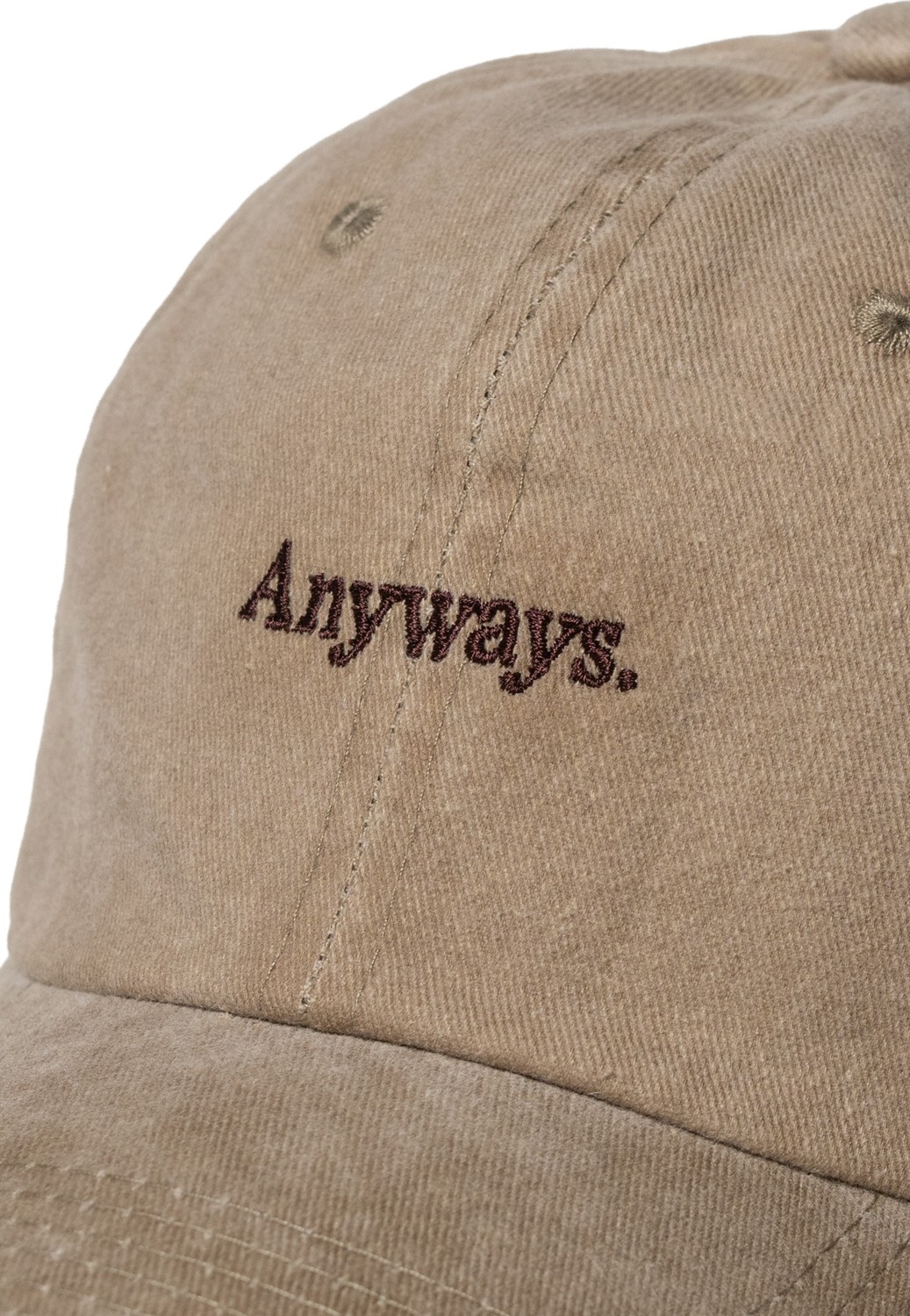 Nome Studio Nakışlı Bej Şapka Anyways Minimal Streetwear ve Kahve Yazı Nakışlı Pamuklu Şapka görsel 4