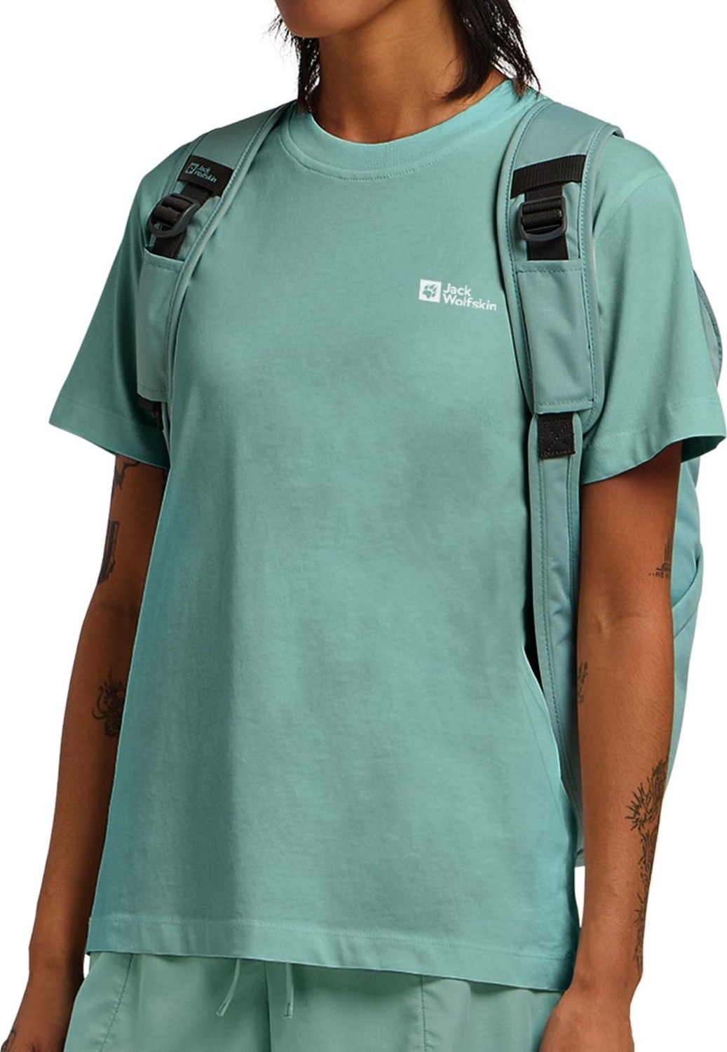 Die Grup Jack Wolfskin 1808352 Essential T W Açık Yeşil Kadın Outdoor, E0180 Soft Jade, M görsel 4