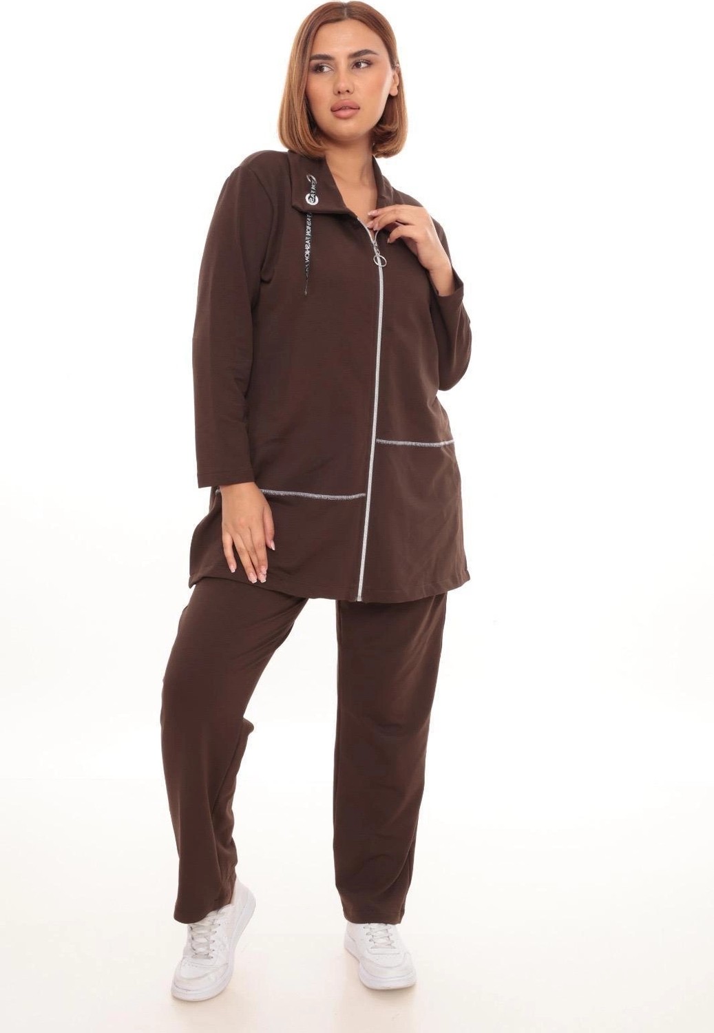 Lady Majestic Büyük Beden Hırka Sweatshirt & Pantolon Ikili Takım Kadın görsel 6