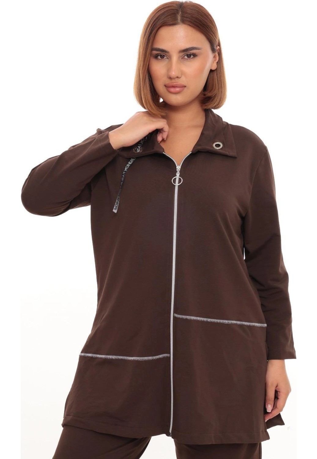 Lady Majestic Büyük Beden Hırka Sweatshirt & Pantolon Ikili Takım Kadın görsel 7