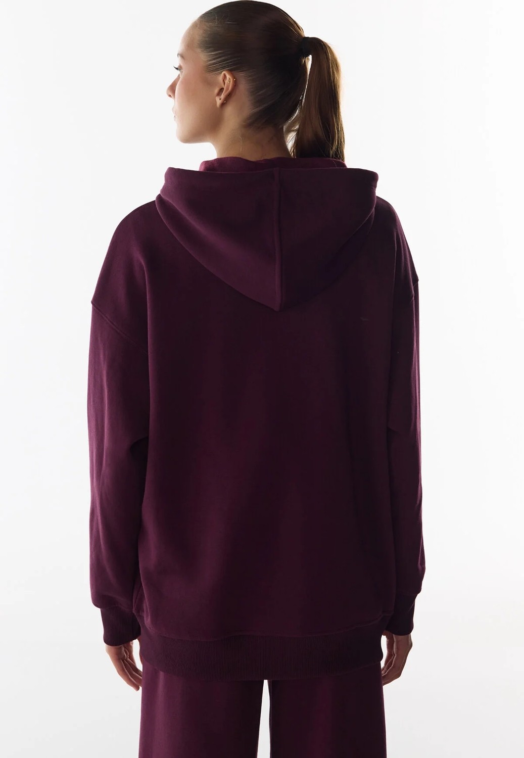 Penti Bordo Şardonlu Fermuarlı Kapüşonlu Sweatshirt görsel 4