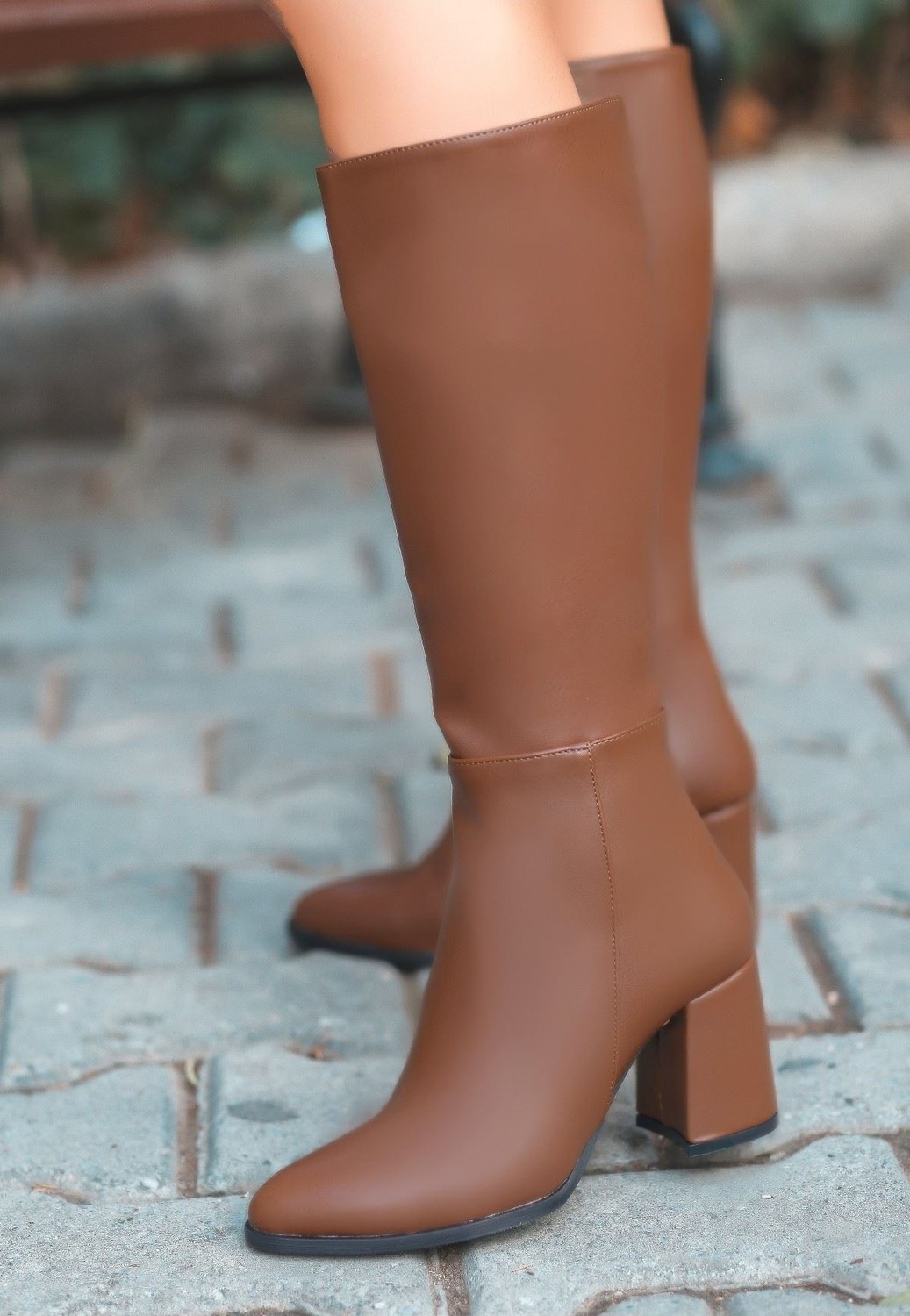 Shoegar Morena Bej Cilt Bej Tabanlı Topuklu Çizme görsel 5