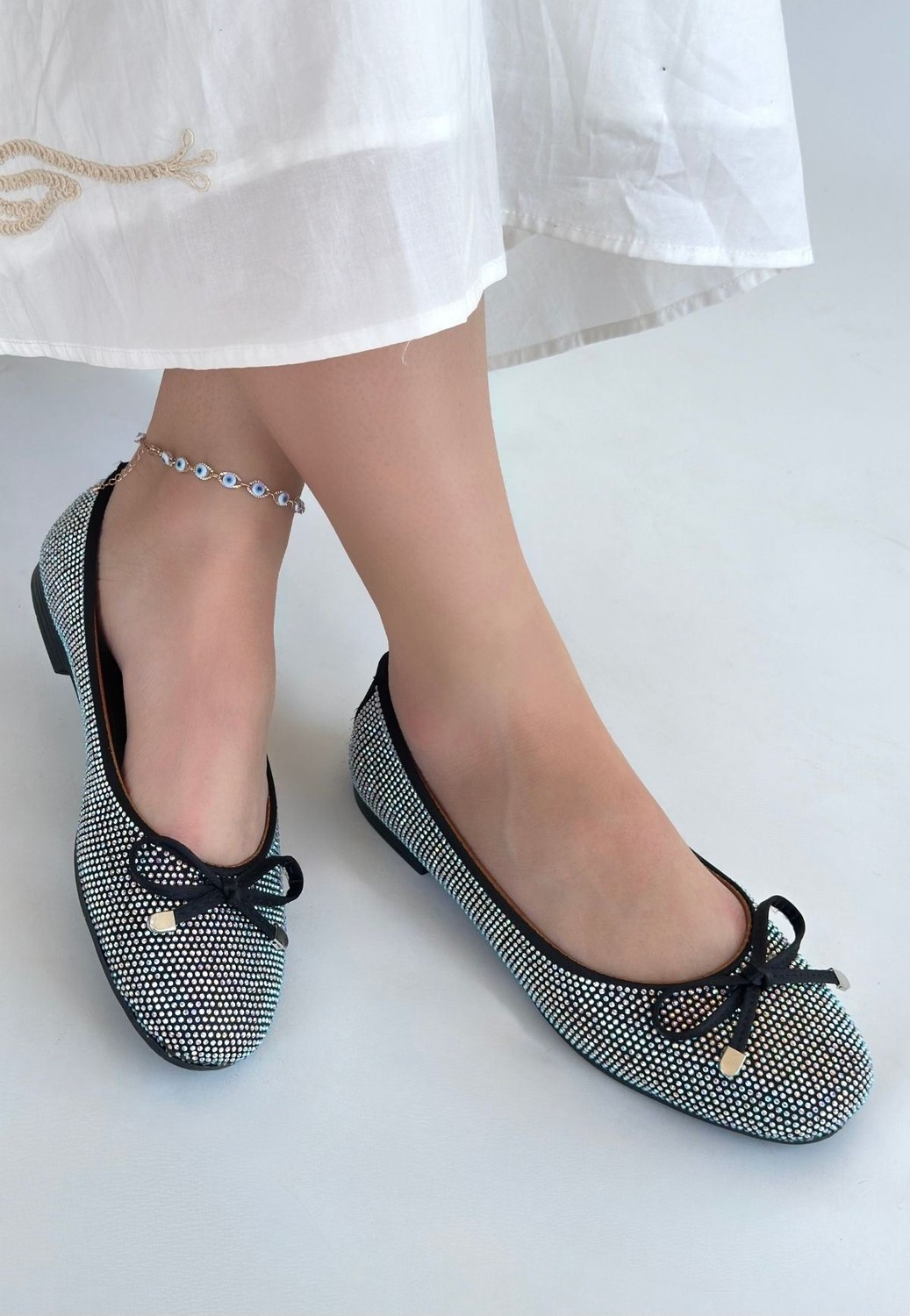 Shoegar Potte Siyah Saten Babet Ayakkabı görsel 2