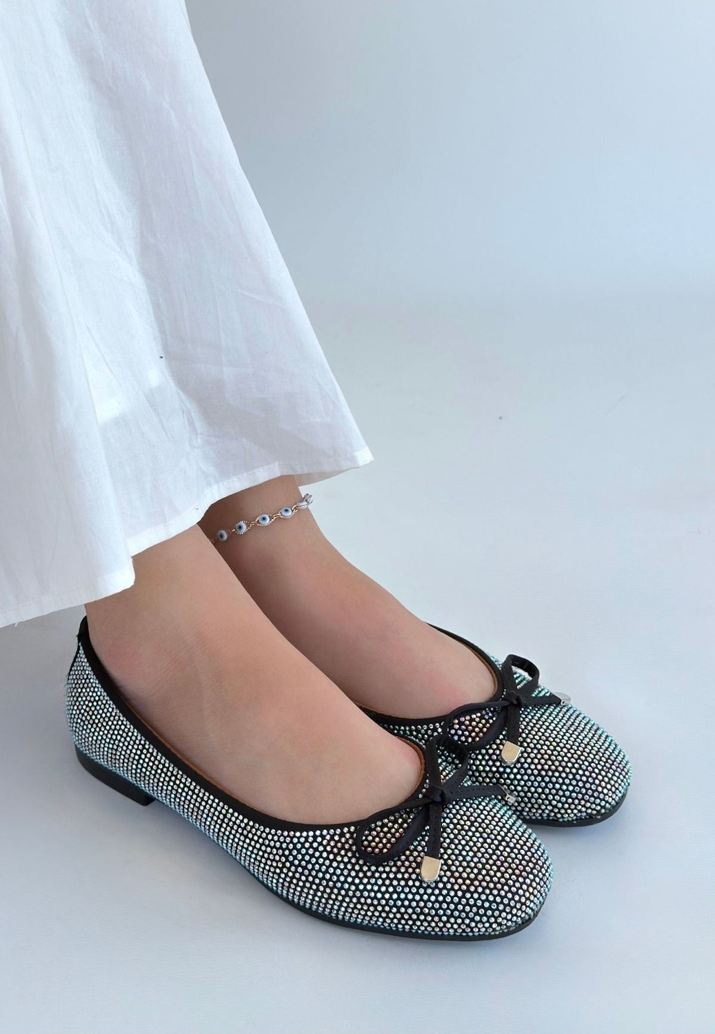 Shoegar Potte Siyah Saten Babet Ayakkabı görsel 3
