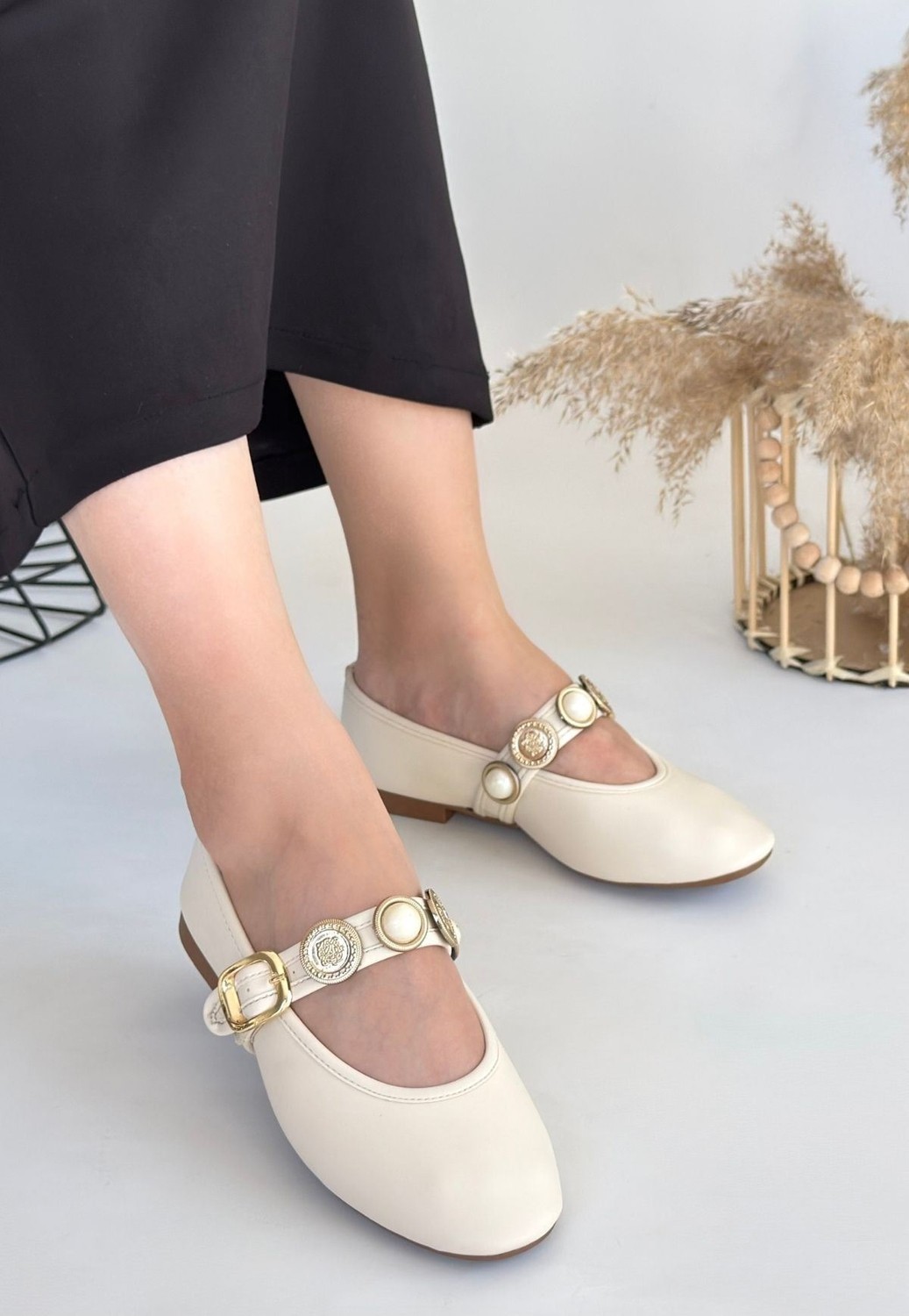 Shoegar Atnis Bej Cilt Babet Ayakkabı